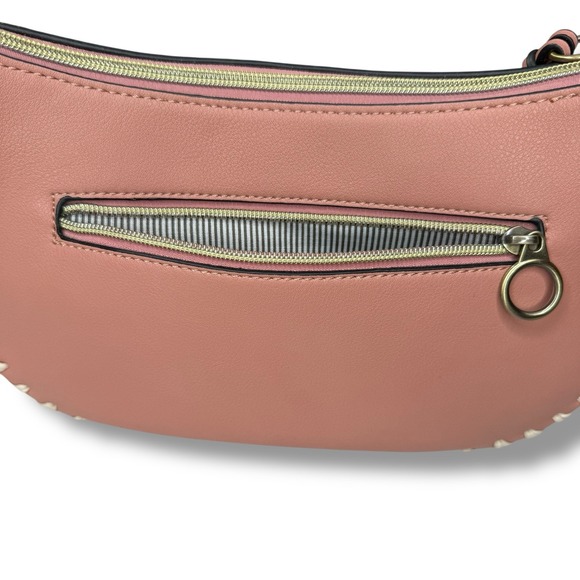 New Sondra Roberts Vegan Leather Tote Shoulder Bag Top Handle Pink Whipstitch - Picture 7 of 11